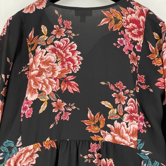 Style & Co Womens Blouse Top Plus Size Black Floral Long Sleeve Crochet Paisley - Picture 7 of 7